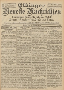 Elbinger Neueste Nachrichten, Nr. 45 Freitag 23 Februar 1912 64. Jahrgang