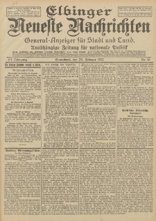 Elbinger Neueste Nachrichten, Nr. 46 Sonnabend 24 Februar 1912 64. Jahrgang