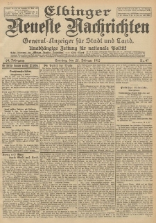 Elbinger Neueste Nachrichten, Nr. 47 Sonntag 25 Februar 1912 64. Jahrgang