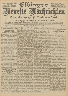 Elbinger Neueste Nachrichten, Nr. 48 Dienstag 27 Februar 1912 64. Jahrgang