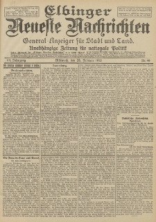 Elbinger Neueste Nachrichten, Nr. 49 Mittwoch 28 Februar 1912 64. Jahrgang
