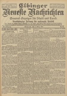 Elbinger Neueste Nachrichten, Nr. 52 Sonnabend 2 März 1912 64. Jahrgang