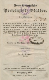 Neue Preussische Provinzial-Blätter, Bd. IX, Jahrgang – Januar - Juni, 1850