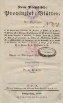 Neue Preussische Provinzial-Blätter, Bd. IX, Jahrgang – Januar - Juni, 1850