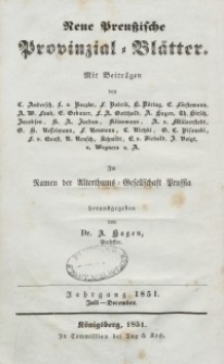 Neue Preussische Provinzial-Blätter, Bd. XII, Jahrgang – Juli - Dezember, 1851