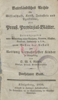 Preussische Provinzial-Blätter, Bd. XV, 1836