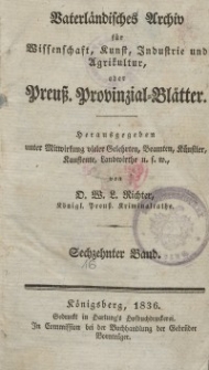 Preussische Provinzial-Blätter, Bd. XVI, 1836