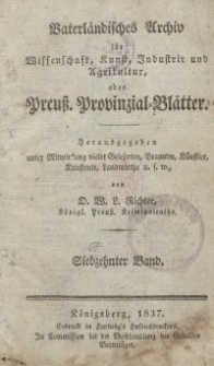 Preussische Provinzial-Blätter, Bd. XVII, 1837