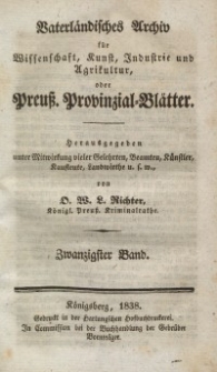 Preussische Provinzial-Blätter, Bd. XX, 1838