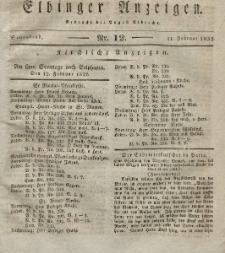 Elbinger Anzeigen, Nr. 12. Sonnabend, 11. Februar 1832