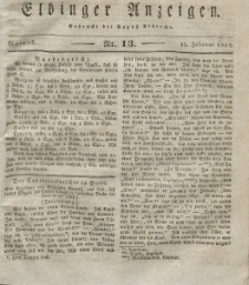 Elbinger Anzeigen, Nr. 13. Mittwoch, 15. Februar 1832