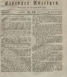 Elbinger Anzeigen, Nr. 15. Mittwoch, 22. Februar 1832