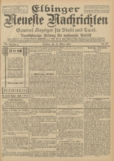 Elbinger Neueste Nachrichten, Nr. 57 Freitag 8 März 1912 64. Jahrgang