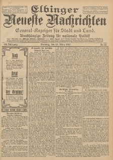 Elbinger Neueste Nachrichten, Nr. 60 Dienstag 12 März 1912 64. Jahrgang