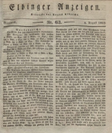 Elbinger Anzeigen, Nr. 63. Mittwoch, 8. August 1832