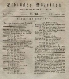 Elbinger Anzeigen, Nr. 70. Sonnabend, 1. September 1832