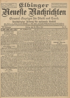 Elbinger Neueste Nachrichten, Nr. 63 Freitag 15 März 1912 64. Jahrgang