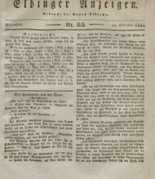 Elbinger Anzeigen, Nr. 85. Mittwoch, 24. Oktober 1832