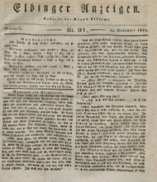 Elbinger Anzeigen, Nr. 91. Mittwoch, 14. November 1832