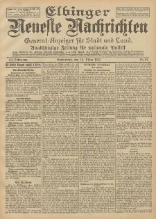 Elbinger Neueste Nachrichten, Nr. 64 Sonnabend 16 März 1912 64. Jahrgang