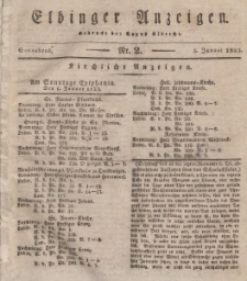 Elbinger Anzeigen, Nr. 2. Sonnabend, 5. Januar 1833