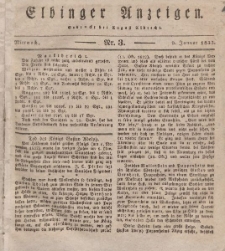 Elbinger Anzeigen, Nr. 3. Mittwoch, 9. Januar 1833