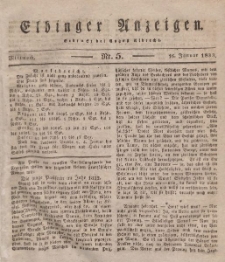 Elbinger Anzeigen, Nr. 5. Mittwoch, 16. Januar 1833