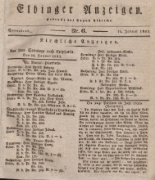 Elbinger Anzeigen, Nr. 6. Sonnabend, 19. Januar 1833