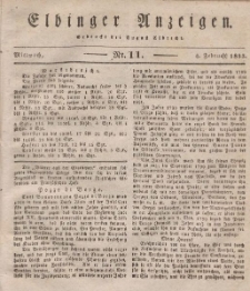 Elbinger Anzeigen, Nr. 11. Mittwoch, 6. Februar 1833