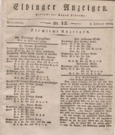 Elbinger Anzeigen, Nr. 12. Sonnabend, 9. Februar 1833