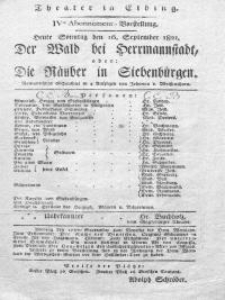 Der Wald bei Hermannstadt, oder: Die Räuber in Siebenbürgen - afisz