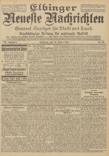Elbinger Neueste Nachrichten, Nr. 66 Dienstag 19 März 1912 64. Jahrgang