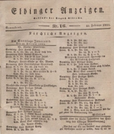 Elbinger Anzeigen, Nr. 16. Sonnabend, 23. Februar 1833