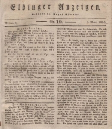 Elbinger Anzeigen, Nr. 19. Mittwoch, 6. März 1833