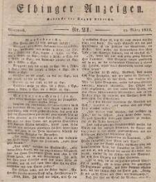 Elbinger Anzeigen, Nr. 21. Mittwoch, 13. März 1833