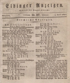 Elbinger Anzeigen, Nr. 27. Mittwoch, 3. April 1833