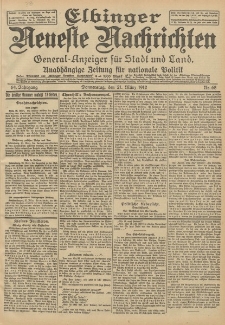 Elbinger Neueste Nachrichten, Nr. 68 Donnerstag 21 März 1912 64. Jahrgang