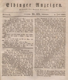 Elbinger Anzeigen, Nr. 45. Mittwoch, 5. Juni 1833