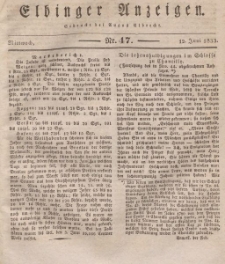 Elbinger Anzeigen, Nr. 47. Mittwoch, 12. Juni 1833