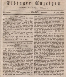 Elbinger Anzeigen, Nr. 53. Mittwoch, 3. Juli 1833