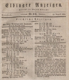 Elbinger Anzeigen, Nr. 64. Sonnabend, 10. August 1833