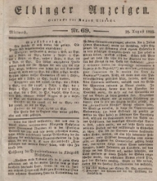 Elbinger Anzeigen, Nr. 69. Mittwoch, 28. August 1833