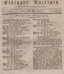 Elbinger Anzeigen, Nr. 70. Sonnabend, 31. August 1833