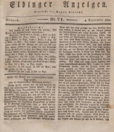 Elbinger Anzeigen, Nr. 71. Mittwoch, 4. September 1833