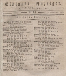 Elbinger Anzeigen, Nr. 74. Sonnabend, 14. September 1833