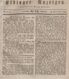 Elbinger Anzeigen, Nr. 75. Mittwoch, 18. September 1833
