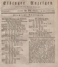 Elbinger Anzeigen, Nr. 76. Sonnabend, 21. September 1833