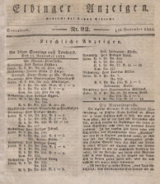 Elbinger Anzeigen, Nr. 92. Sonnabend, 16. November 1833
