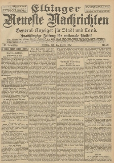 Elbinger Neueste Nachrichten, Nr. 75 Freitag 29 März 1912 64. Jahrgang