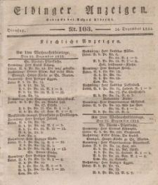 Elbinger Anzeigen, Nr. 103. Dienstag, 24. Dezember 1833